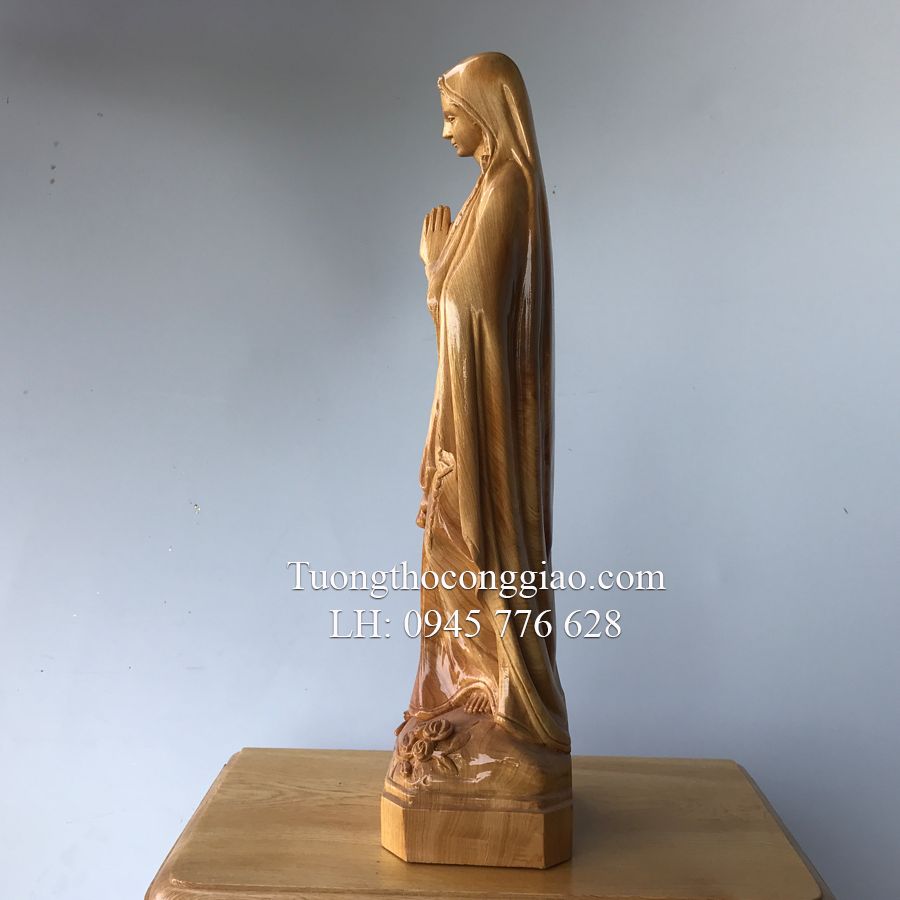 Tượng Đức Mẹ Lộ Đức tuyệt đẹp bằng gỗ pơ mu tự nhiên
