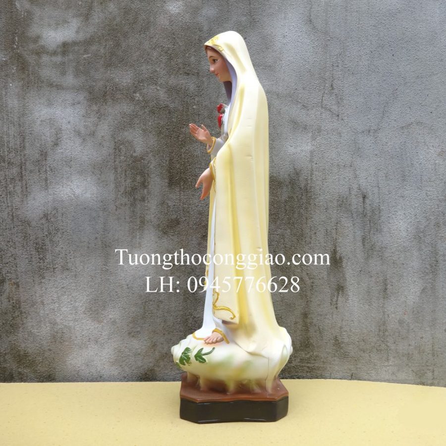 Tượng Đức Mẹ Fatima 50cm màu vàng composite