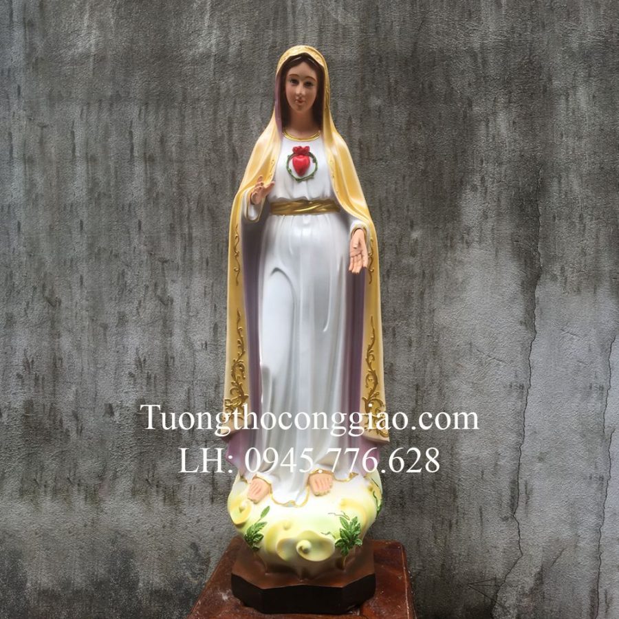 Tượng Đức Mẹ Fatima 80cm màu vàng Composite
