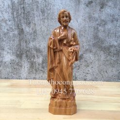 Tượng Thánh Giuse Công Nhân 20cm gỗ pơ mu
