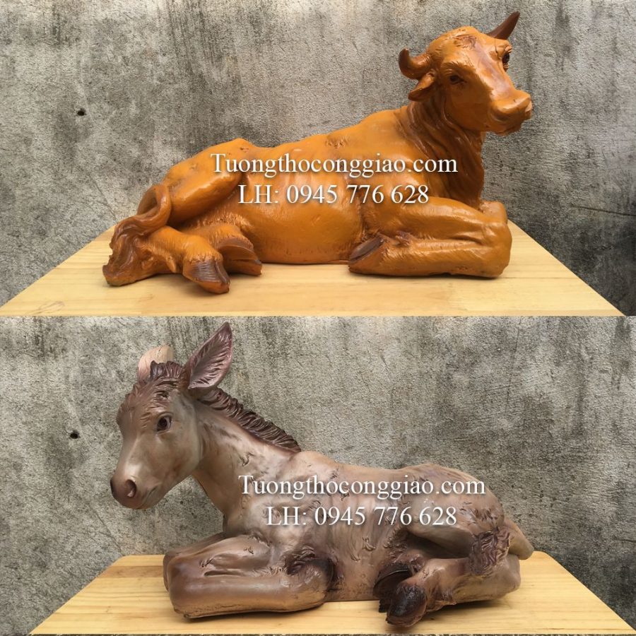 Tượng bò và lừa (Bộ tượng CHúa Giáng Sinh 70cm 7 tượng)